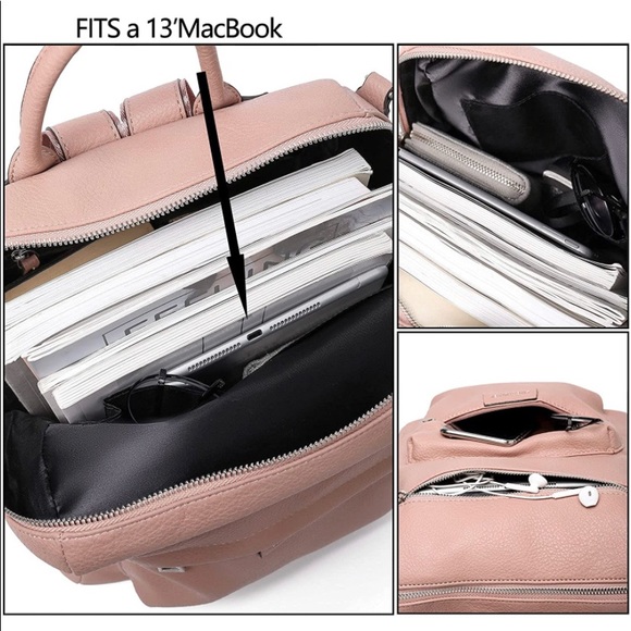 Vegan Leather Blush Pink Backpack ๐, Travel Bag ๐งณ or Large Purse ๐, NWT! - Picture 4 of 8